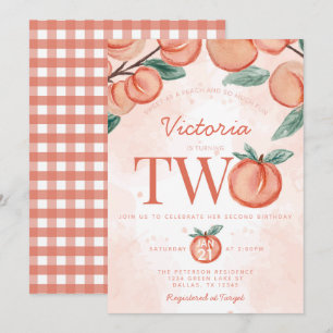 Invitation Jote Sweet Peach tournant deux deuxième fête d'ann