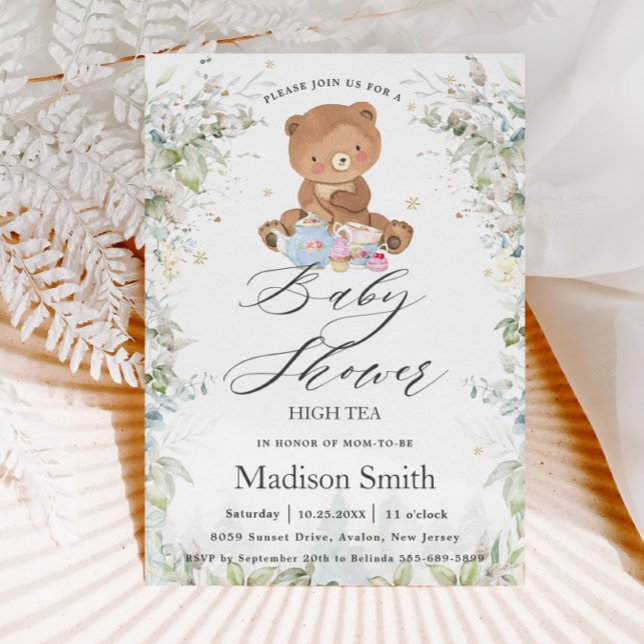 Invitation Jote Teddy Bear Chic High Tea Party Baby shower (Créateur téléchargé)