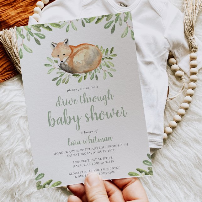 Invitation Jote Woodland Fox Drive Par Baby shower (Créateur téléchargé)