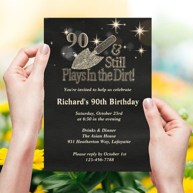 Invitation Joue toujours dans Dirt Gardening 90e anniversaire (Créateur téléchargé)