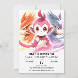 Invitation Jouer Aquarelle Singe Anniversaire