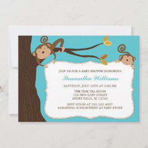 Invitation Jouer Baby shower des jumeaux de singes