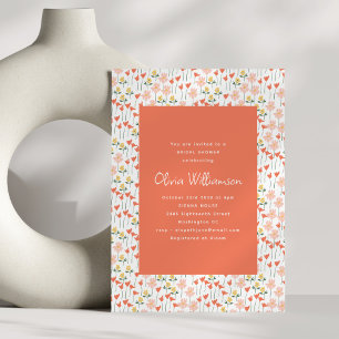 Invitation Jouer Fête des mariées Fleurs Orange Florale Retro