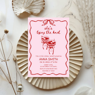 Invitation Jouer le noeud Coquette Fête des mariées rose roug