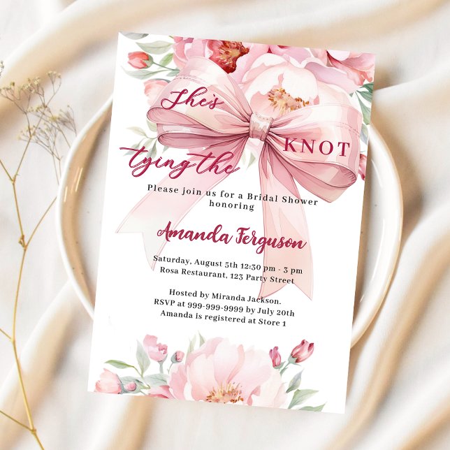 Invitation Jouer le noeud de flancs d'arc rose Fête des marié (Créateur téléchargé)