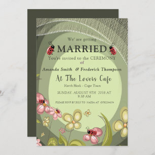 Invitation Jouer Mariage vert et oiseau-dame