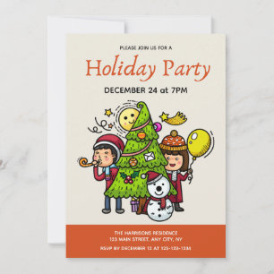 Invitation Jouer Mignonne main dessinée Fête Noël