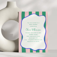 Jouer Pink Green Wavy Stripes Baby shower
