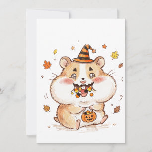 Invitation Joues Remplies de Friandises Halloween Hamster Far