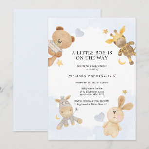 Invitation Jouet Céleste Pastel Blue Cute Baby shower Invitat
