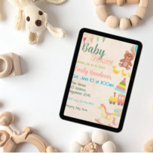 Invitation Jouet de bébé coloré Baby Shower