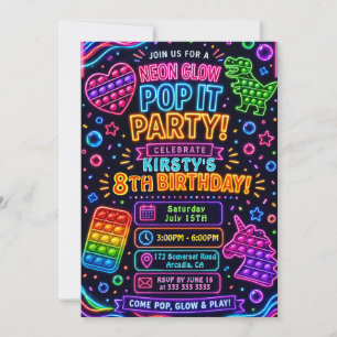 Invitation Jouet Fidget Pop It Arc-en-Ciel Anniversaire