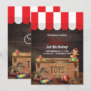 Invitation Jouets Anciens Vintage Coffre en Bois Jouets 1er A