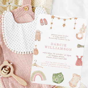 Invitation Jouets bébé Vintages Boho et Baby shower de vêteme