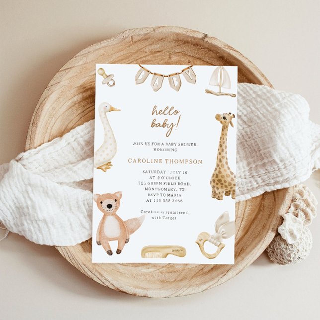 Invitation Jouets de Bohême Baby shower neutre de genre (Créateur téléchargé)