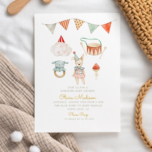Invitation Jouets de champignons de bois Baby shower Whimsica (Créateur téléchargé)