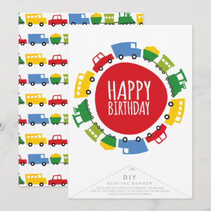 Invitation Jouets de garçons Transport Bonne bannière de fête
