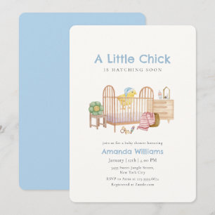 Invitation Jouets de nurserie bleus pour la fête de bébé Litt