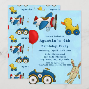 Invitation Jouets Enfants mignons fête d'anniversaire