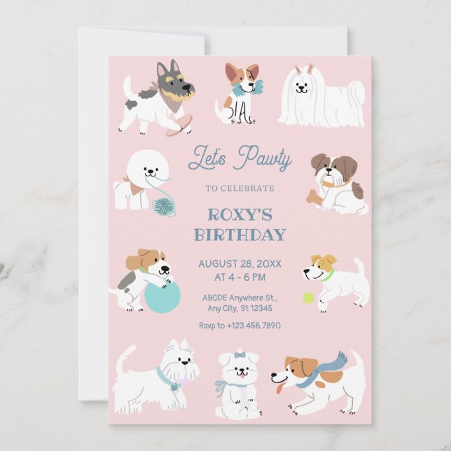 Invitation Joueur chien anniversaire (Devant)