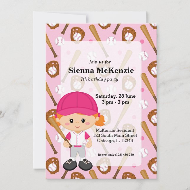 Invitation Joueur de baseball (Devant)