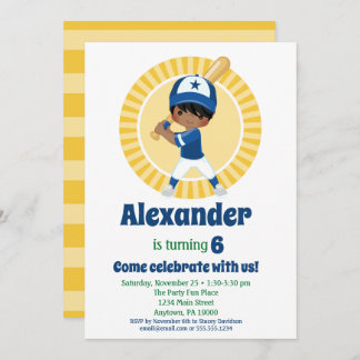 Invitation Joueur de baseball Hispanique Garçons Anniversaire