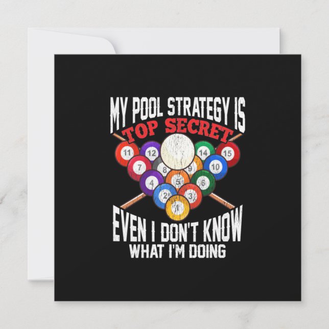 Invitation Joueur de billard | Ma stratégie de pool est très  (Devant)