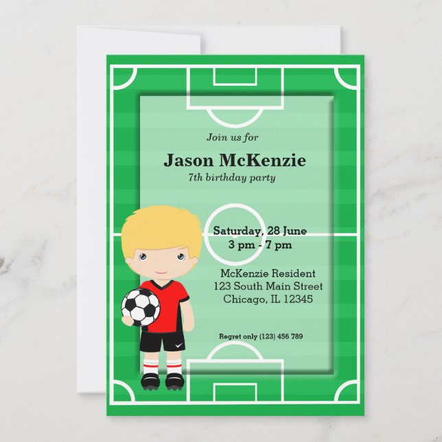 Invitation Joueur de football (Devant)