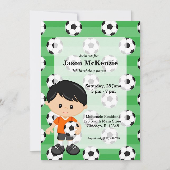 Invitation Joueur de football (Devant)