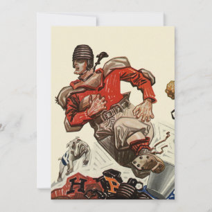 Invitation Joueur de Football Vintage avec Chien