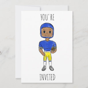 Invitation joueur de football vintage rétro bleu jaune simple