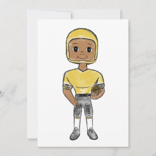 Invitation joueur de football vintage rétro simple noir jaune