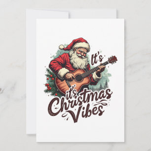 Invitation Joueur de guitare de Noël Père Noël - Rockin autou