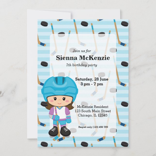 Invitation Joueur de hockey (Devant)