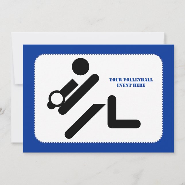 Invitation Joueur de volley-ball noir, blanc, bleu icon custo (Devant)