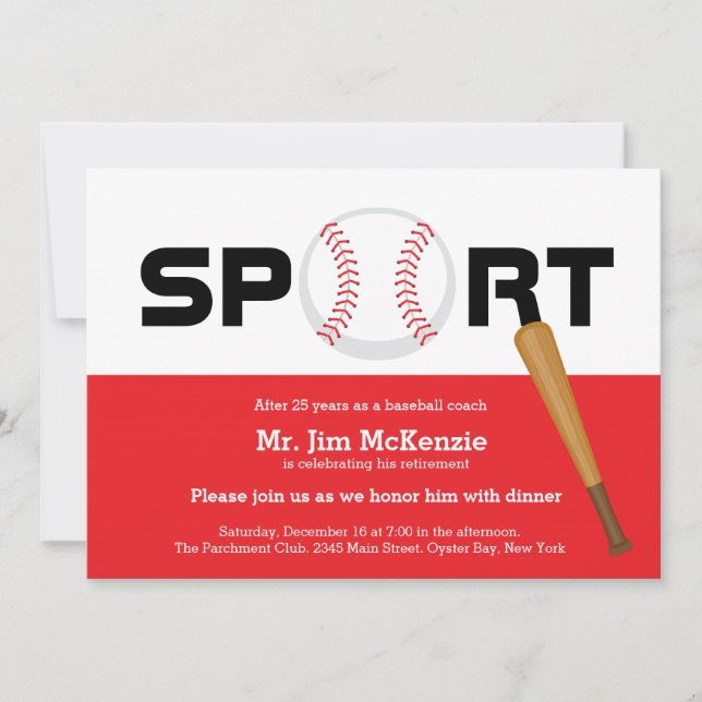 Invitation Joueur d'entraîneur professionnel de baseball (Devant)