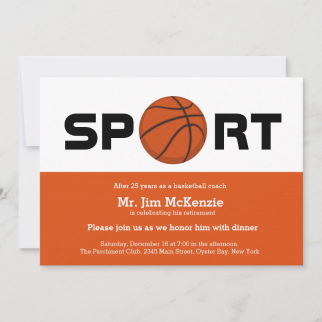 Invitation Joueur d'entraîneur professionnel de basket-ball (Devant)