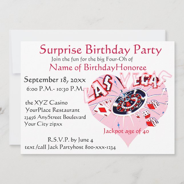 Invitation Joueur du 40e anniversaire de Las Vegas (Devant)