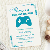 Joueur vidéo moderne 3 Baby shower de jeu