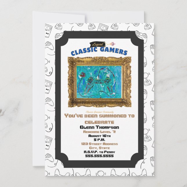 Invitation Joueurs classiques Anniversaire Cool Jouer Invitat (Devant)