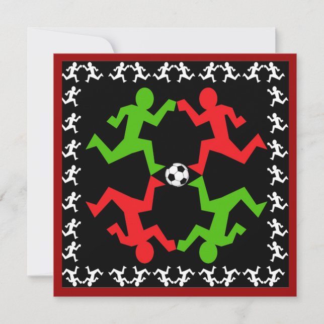 Invitation Joueurs de soccer en courant au Motif de balle (Devant)