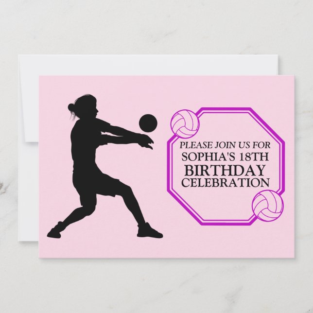 Invitation Joueuse de volley-ball fête d'anniversaire (Devant)