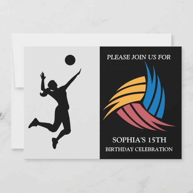 Invitation Joueuse de volley-ball fête d'anniversaire (Devant)