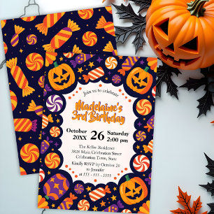 Invitation Joueuse Jack-O'-Lanterns Candy Halloween Anniversa