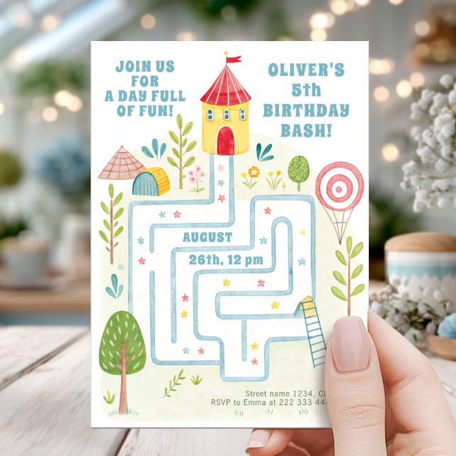 Invitation Joueuse Maze Castle fête d'anniversaire (Créateur téléchargé)