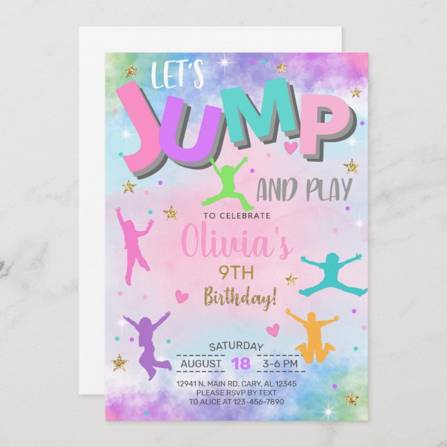 Invitation Jouons à l'invitation d'anniversaire de fille. (Devant / Derrière)