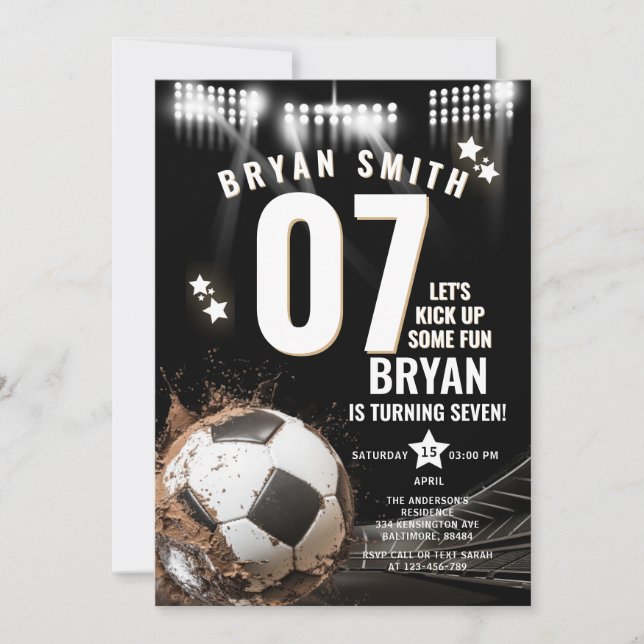 Invitation Jouons à un bal de football amusant anniversaire (Devant)