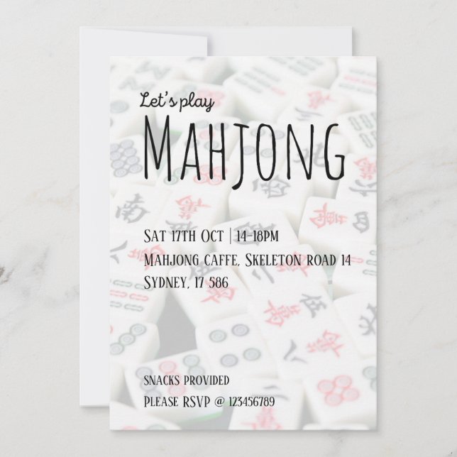 Invitation Jouons au Mahjong (Devant)