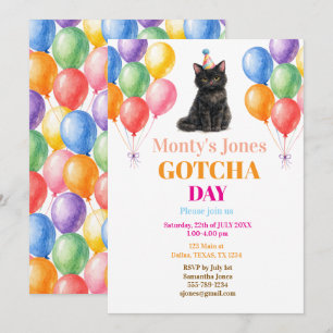 Invitation Jour d'adoption Fête d'adoption Chat noir Animal d