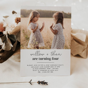 Invitation Jour d'anniversaire conjoint pour filles jumelles